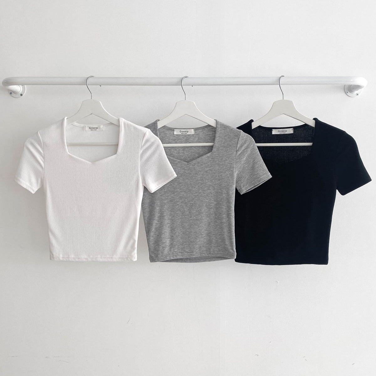 クロップ丈 スパンTシャツ