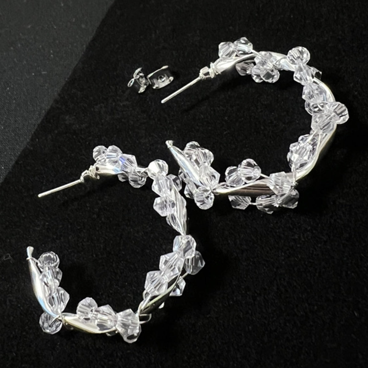 クリアビーズ フープピアス