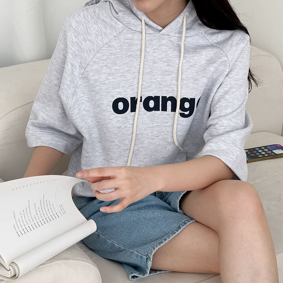 orange 半袖フーディー