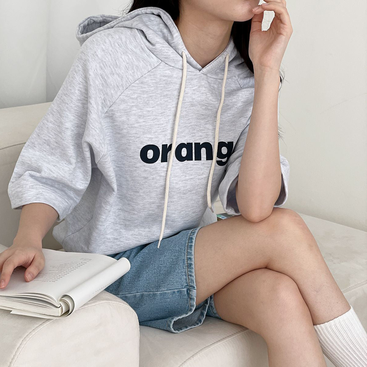 orange 半袖フーディー