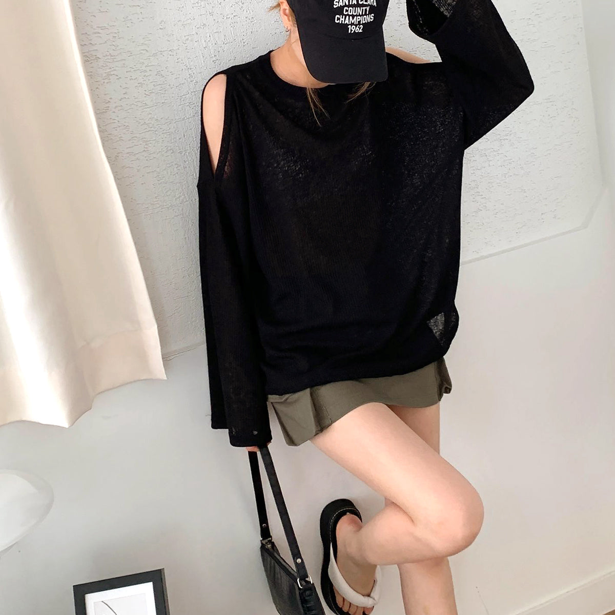 クールショルダー ニットスパン ロンT