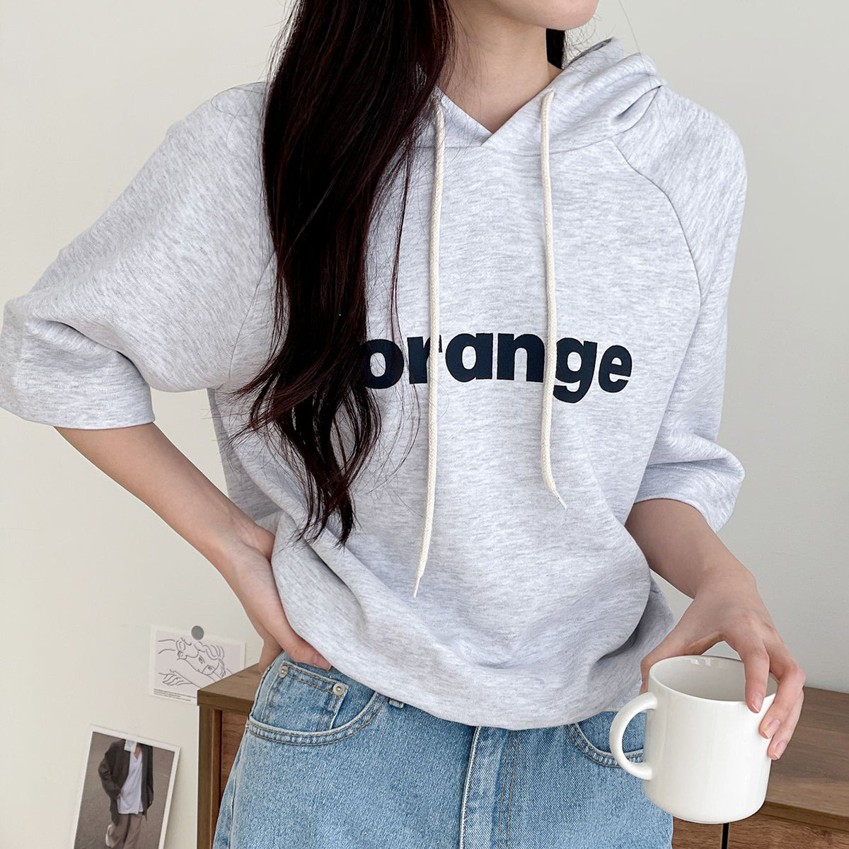 orange 半袖フーディー