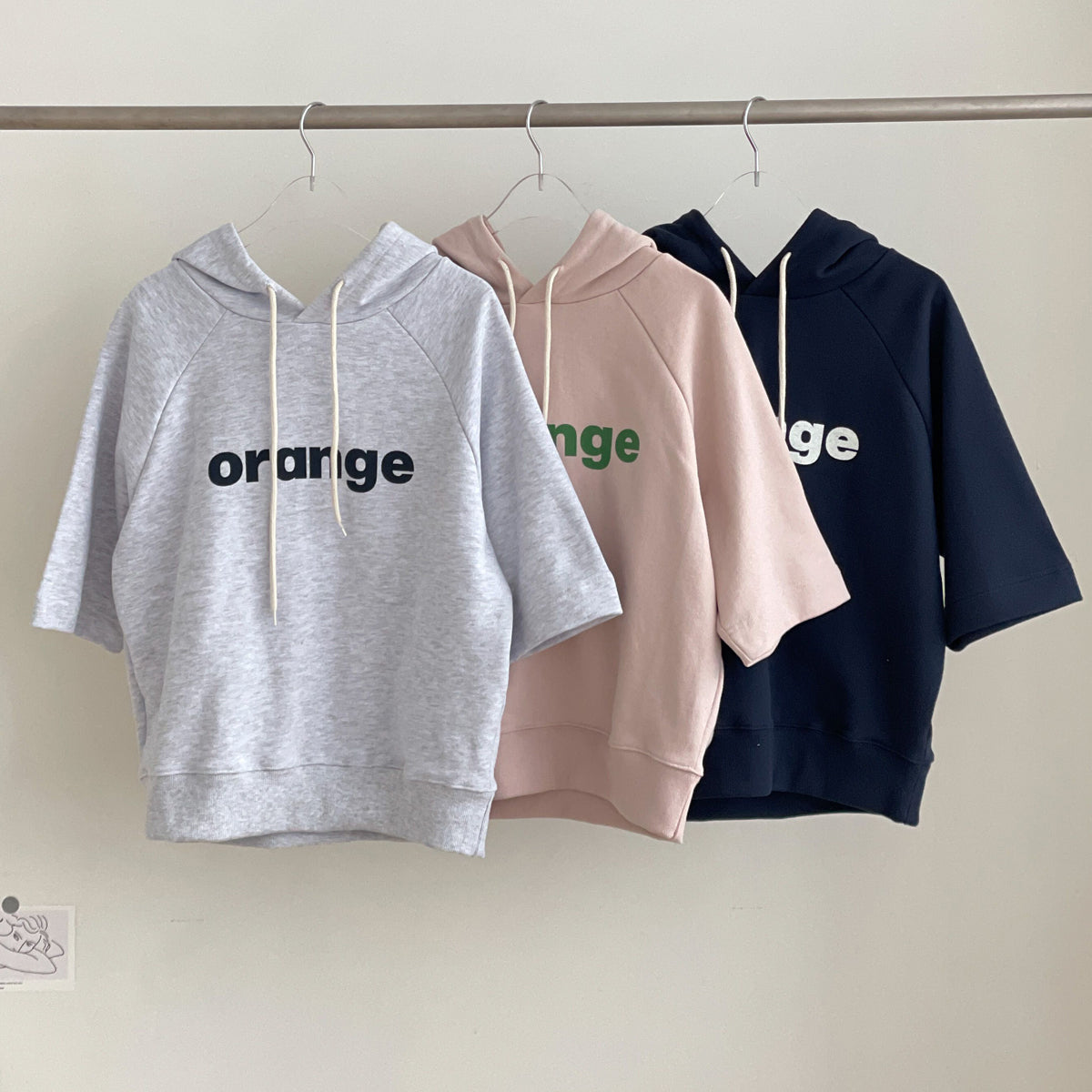 orange 半袖フーディー