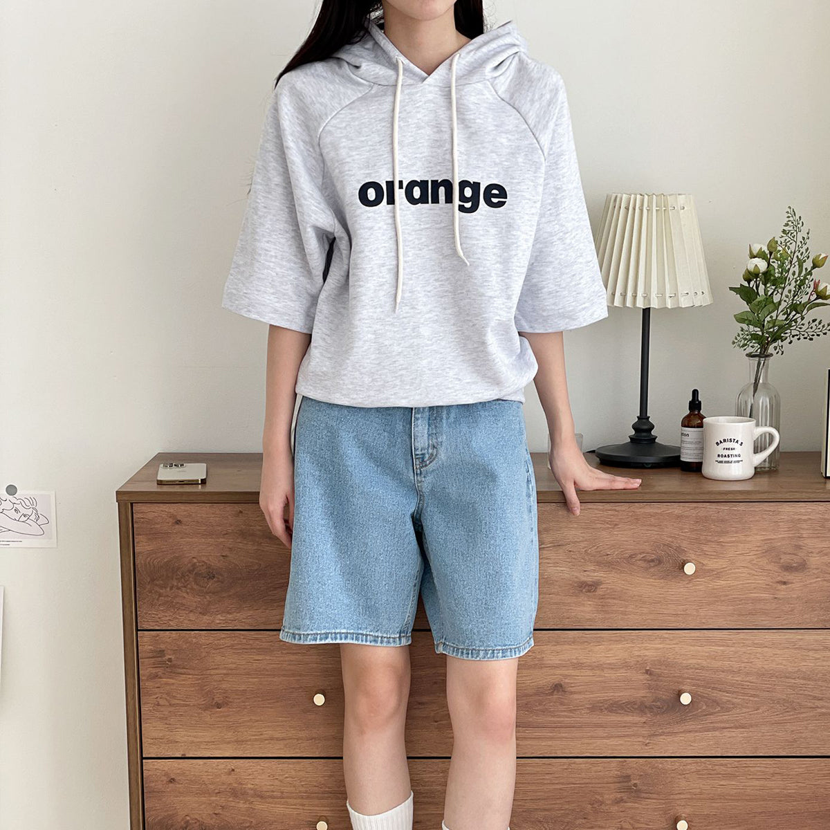 orange 半袖フーディー