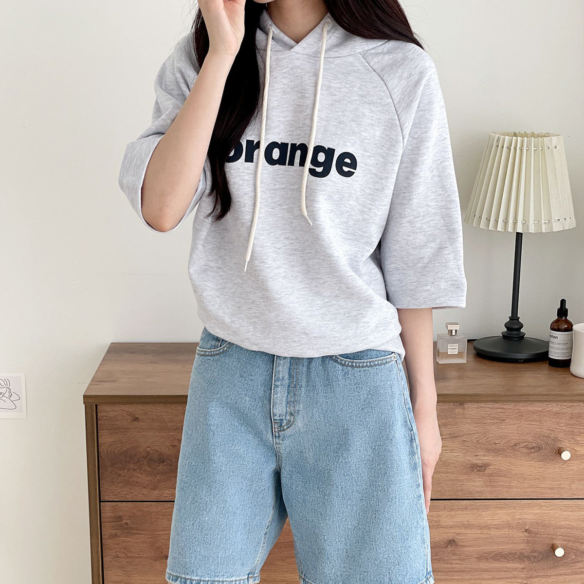 orange 半袖フーディー