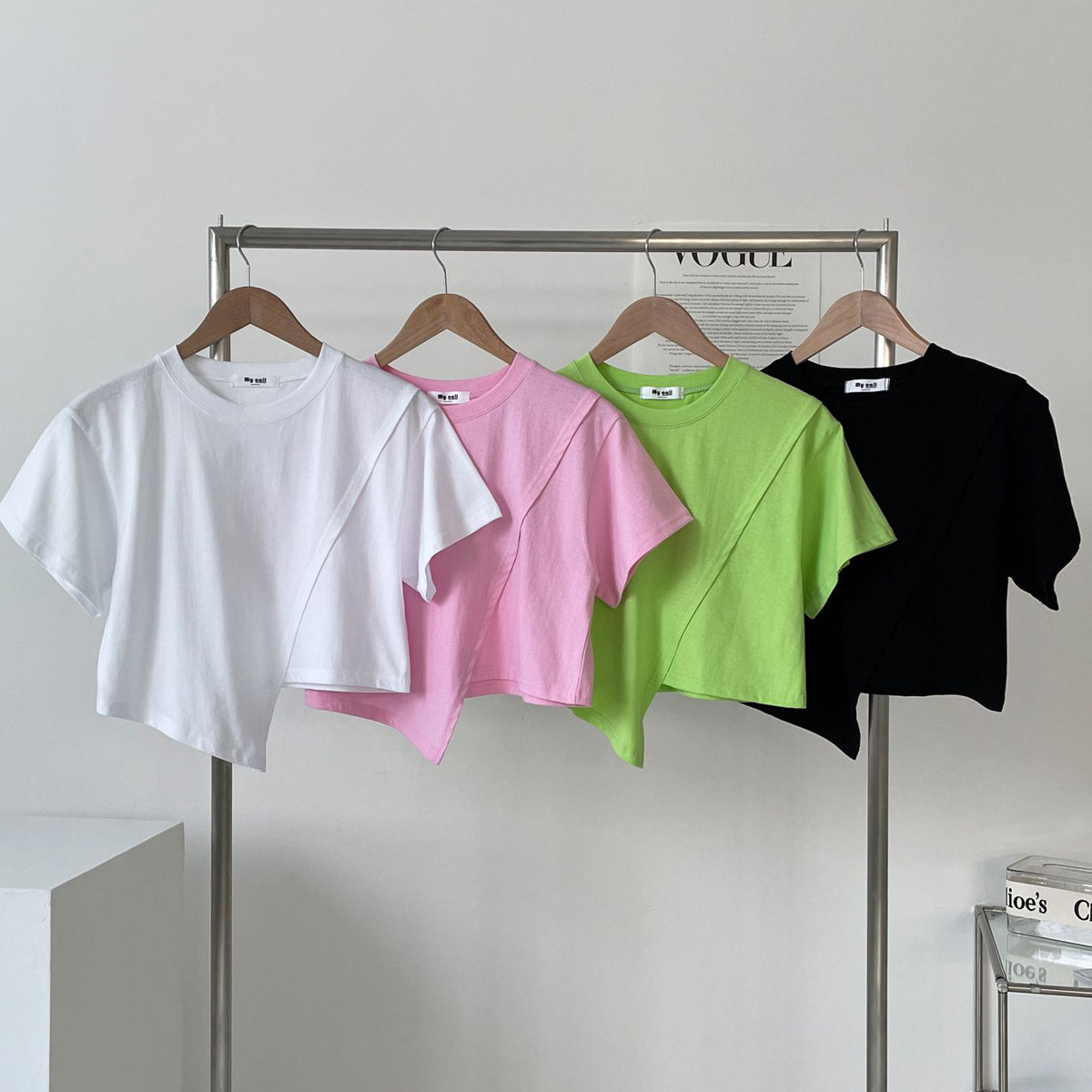 斜め切り替え クロップTシャツ