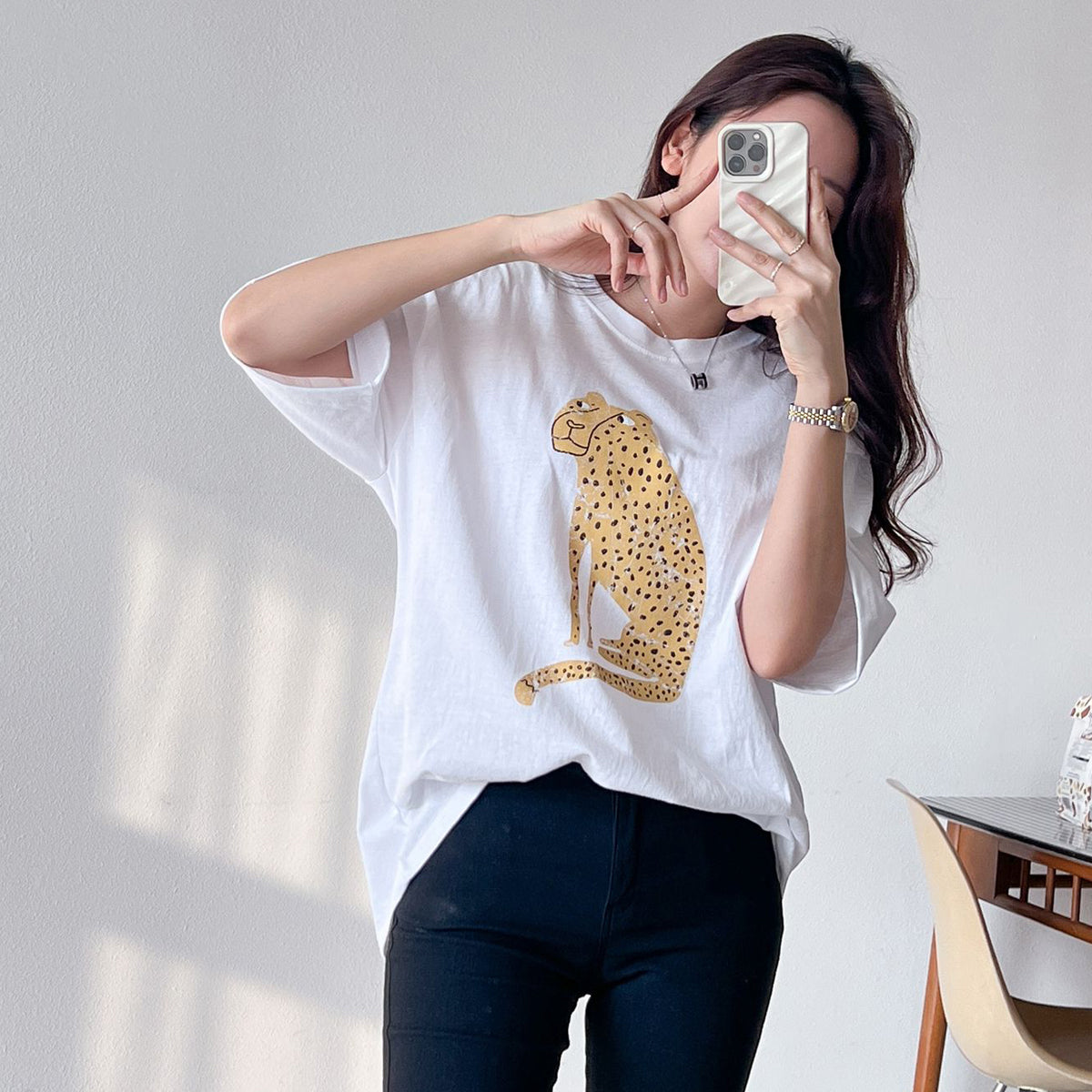 ルーズフィット チーター Tシャツ