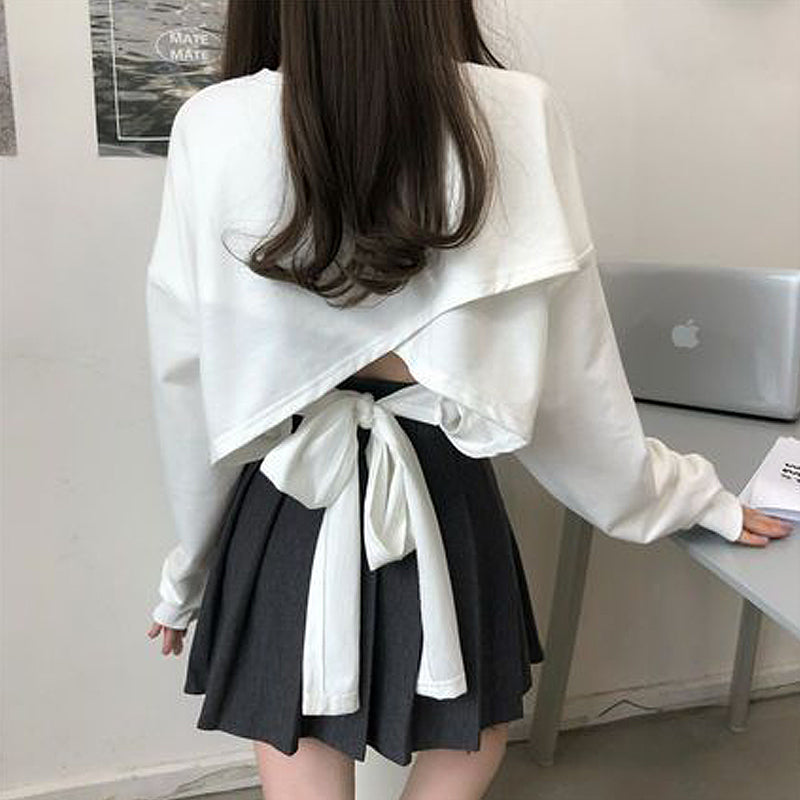長袖プルオーバー バックシャン バックリボン