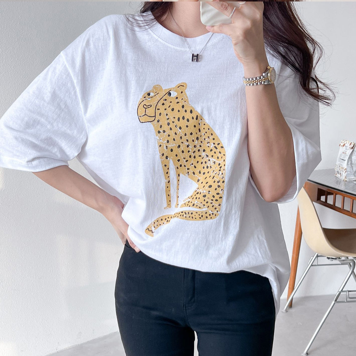 ルーズフィット チーター Tシャツ