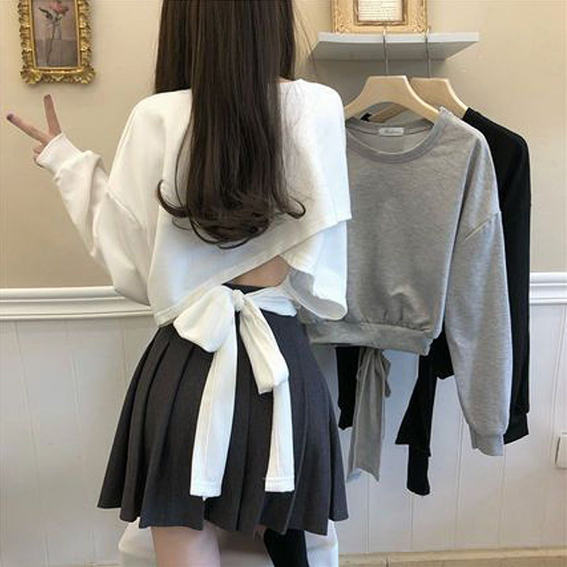 長袖プルオーバー バックシャン バックリボン