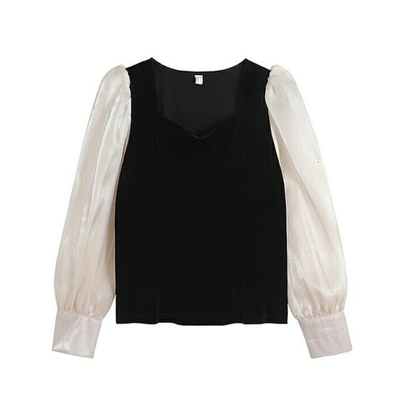 ベルベット シースルーブラウス