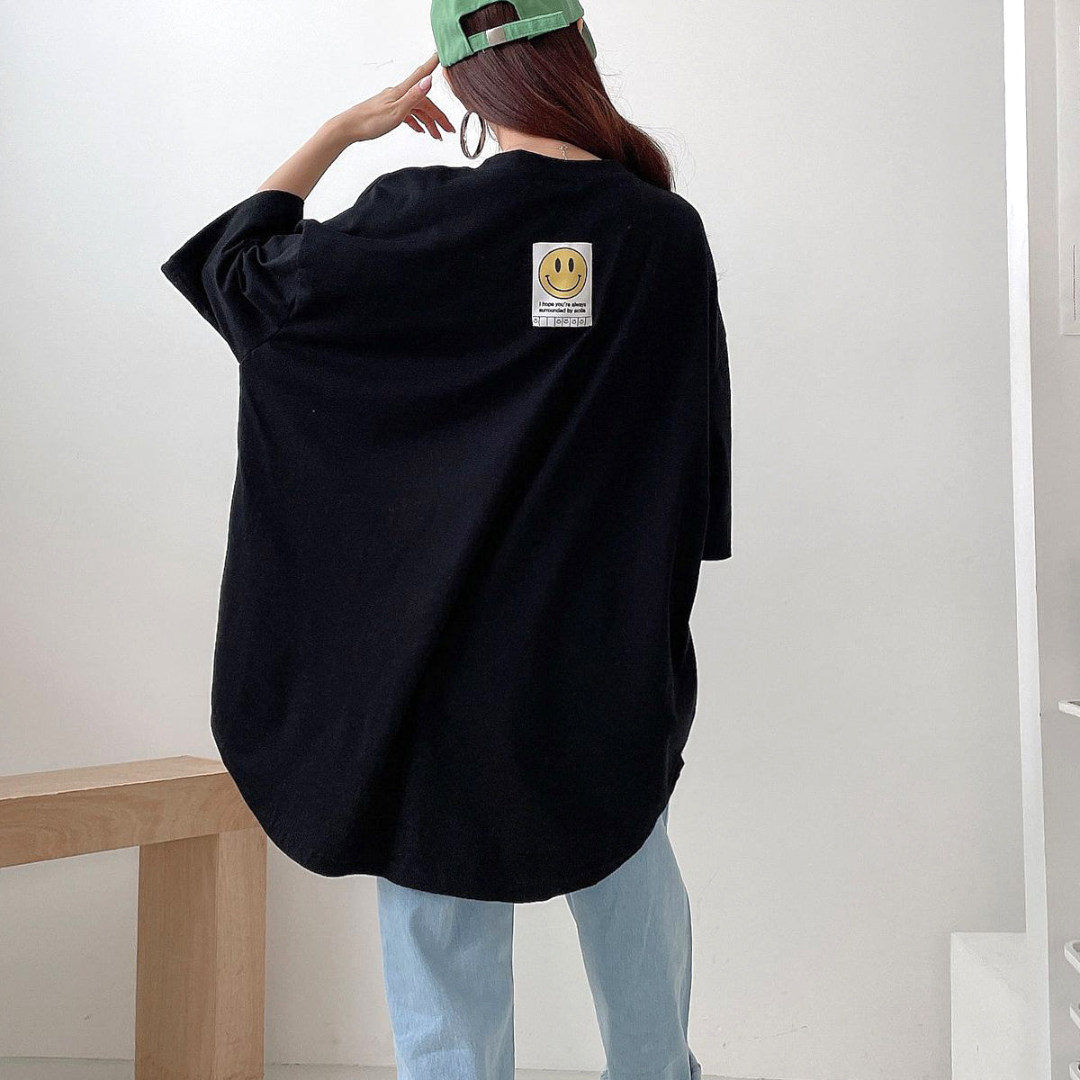 スマイル ビッグシルエット パッチTシャツ