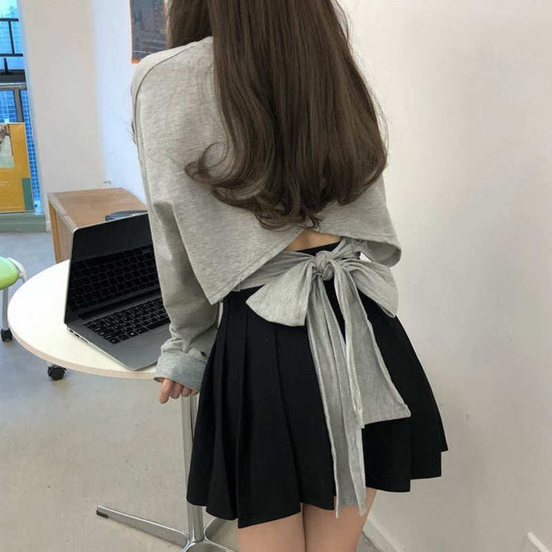 長袖プルオーバー バックシャン バックリボン
