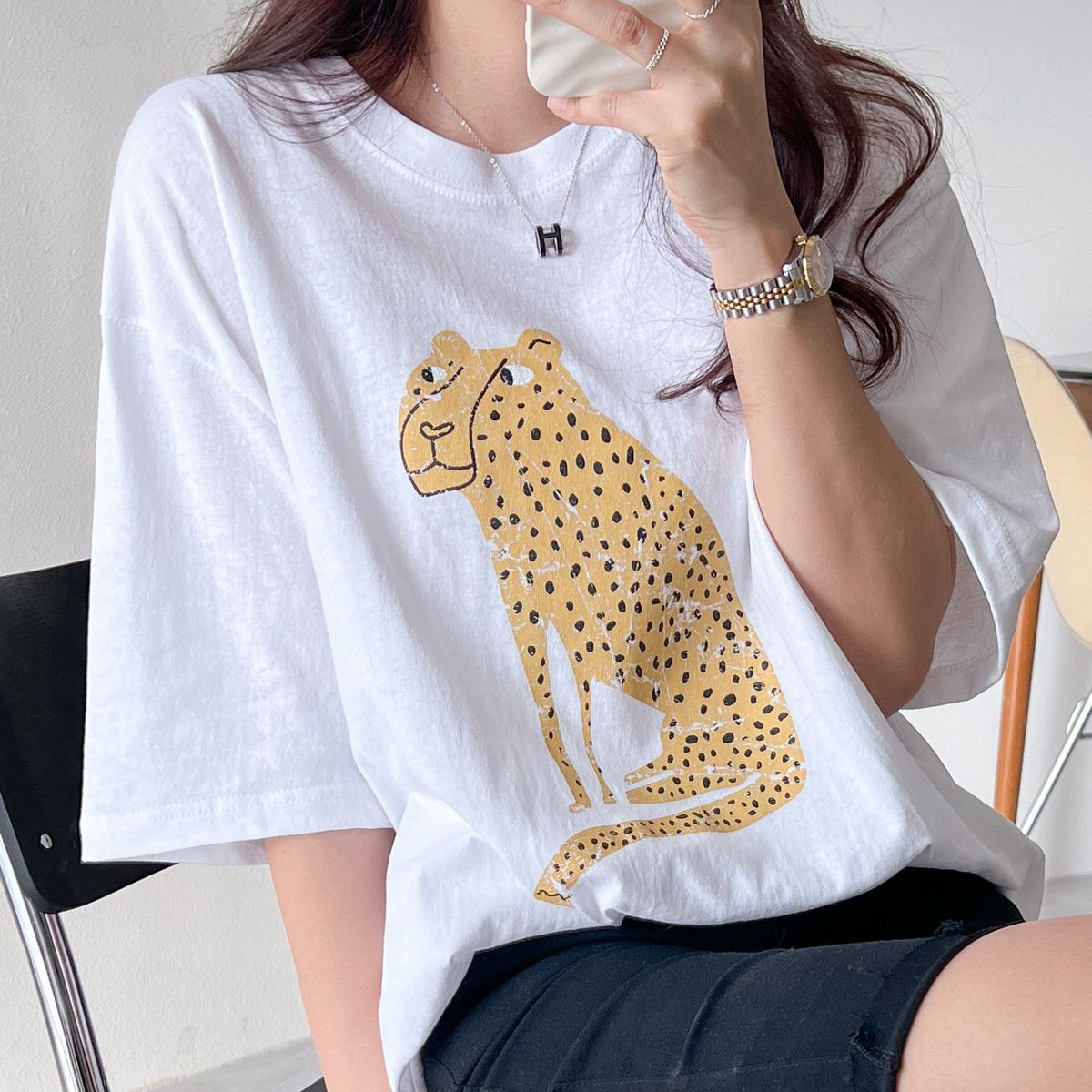 ルーズフィット チーター Tシャツ