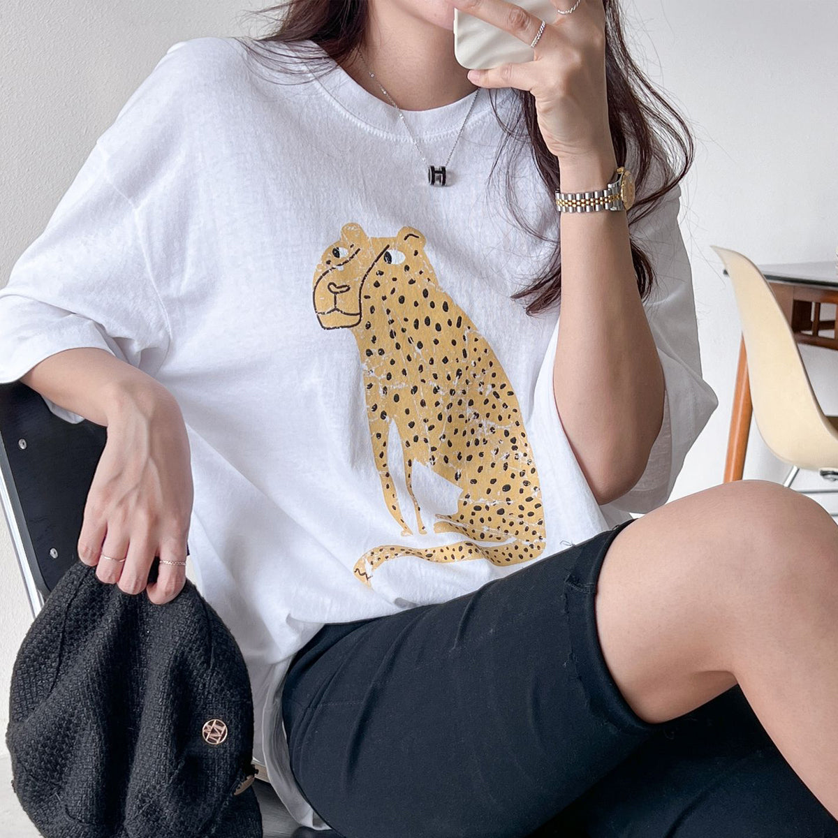 ルーズフィット チーター Tシャツ