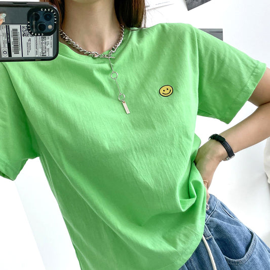 Tシャツ スマイル刺繍